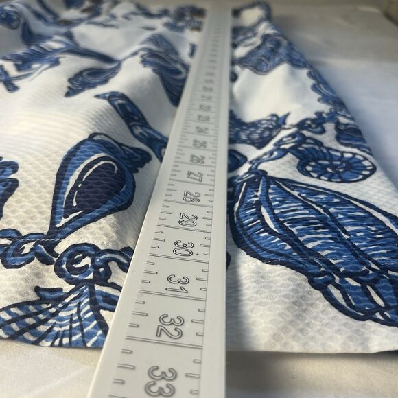 LILLY PULITZER Blue Shell Cotton White and Navy Midi Dress Size 8 - Picture 15 of 16